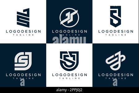 J S JS logo design collection. Modern J S JS letter logo vector set. Stock Vector