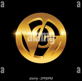 Golden Monogram Logo Initial Letters VOZ Stock Vector