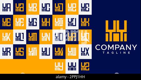 Minimalist square letter Y logo design. Abstract box YY Y letter logo vector. Stock Vector