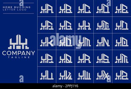 Minimalist home letter Y logo design template set. House YY Y letter logo vector Stock Vector