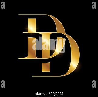 Golden Monogram Logo Initial Letter DD Stock Vector