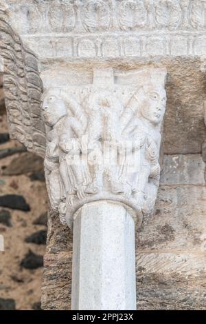 St Michael Abbey - Sacra di San Michele - Italy. Gargoyle monster sculpture, 11th Century. Stock Photo
