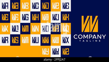 Simple line square letter V logo design. Abstract box VV V letter logo vector. Stock Vector