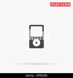 Portable media player. Simple flat black symbol with shadow on white background. Vector illustration pictogram Stock Vector