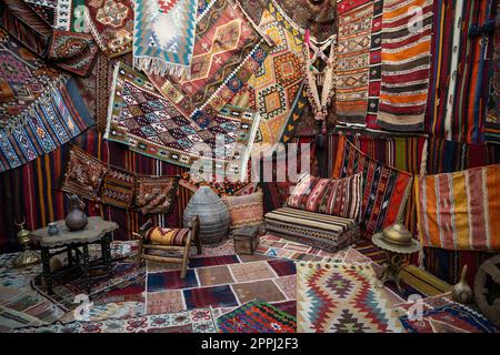 Turkish traditional antique carpets interior Stock Photo