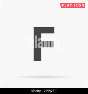 Letter F. Simple flat black symbol with shadow on white background. Vector illustration pictogram Stock Vector