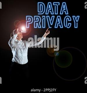 Sign displaying Data Privacy. Business idea internet security and digital protection of website or landing homepage Stock Photo