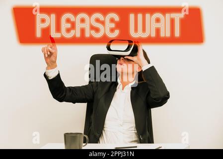 Inspiration showing sign Please Wait. Business approach to pause any implemented action immediately and hold on Stock Photo