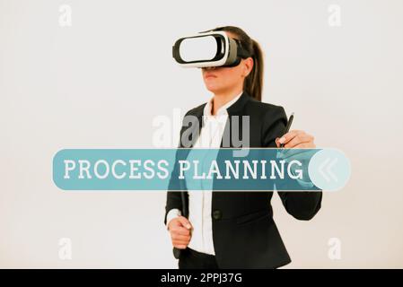 Hand writing sign Process Planning. Internet Concept the development of goals strategies task lists etc Stock Photo