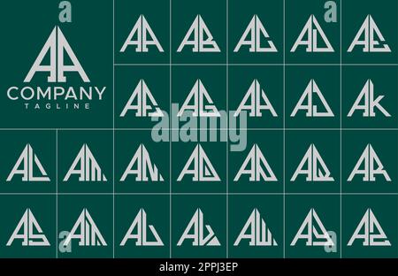 Modern triangle letter A logo design template set. Simple line A initial logo. Stock Vector