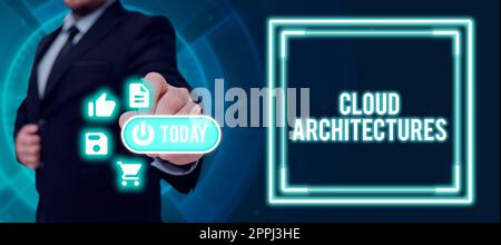 Writing displaying text Cloud Architectures. Business showcase To Live a Life of Purpose with Pride Honor a Promise Businessman Presenting Digital S And Display With Crucial Information. Stock Photo