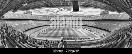 Panoramic view of Camp Nou stadium, Barcelona, Catalonia, Spain Stock Photo