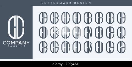 Abstract tube letter C logo design. Modern line capsule CC C letter logo vector. Stock Vector