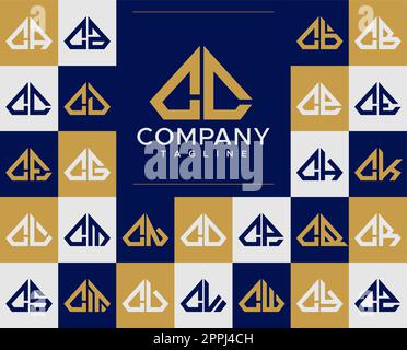 Luxury diamond letter CC C logo design set. Abstract jewelry C initial logo. Stock Vector