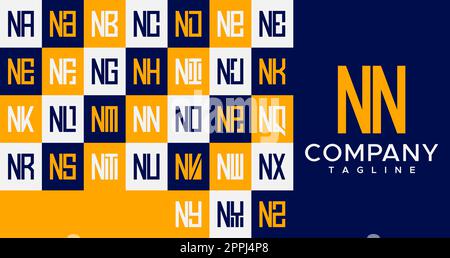 Simple line square letter N logo design. Abstract box NN N letter logo vector. Stock Vector