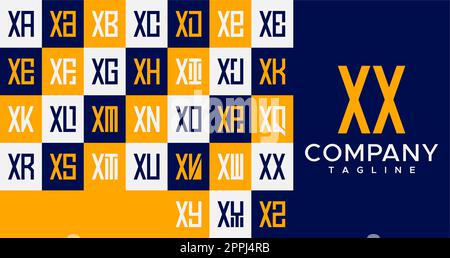 Simple line square letter X logo design. Abstract box XX X letter logo vector. Stock Vector