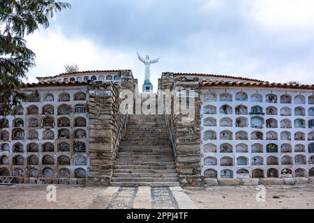 Yungay, Peru - September 16.2022: cemetery in the city of Yungay under Mount Huascaran in Peru Stock Photo