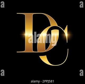 Golden Monogram Logo Initial Letter DC Stock Vector