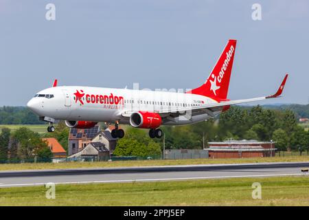 Corendon Airlines Boeing 737-800 airplane Brussels airport in Belgium Stock Photo