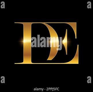 Golden Monogram Logo Initial Letter DE Stock Vector