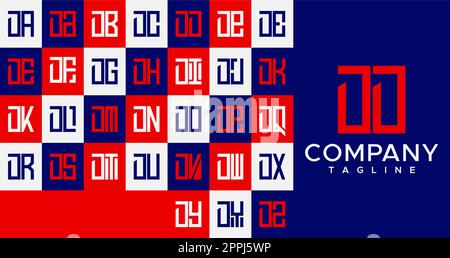 Simple line square letter D logo design. Abstract box DD D letter logo vector. Stock Vector
