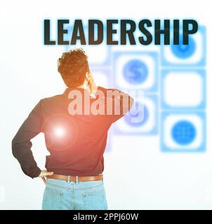 Inspiration showing sign Leadership. Word Written on Ability Activity involving leading a group of people or company Stock Photo