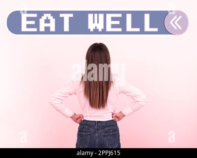 Handwriting text Eat Well. Conceptual photo Practice of eating only foods that are whole and not processed Stock Photo
