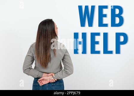 Conceptual display Web Help. Word Written on procedural or reference information delivered through computer Stock Photo