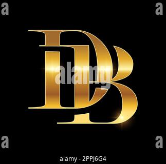 Golden Monogram Logo Initial Letter DB Stock Vector