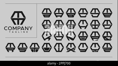 Modern line hexagon letter M logo design. Technology MM M letter logo vector. Stock Vector