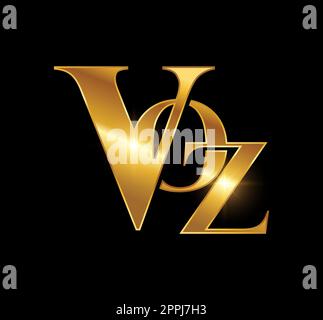 Golden Monogram Logo Initial Letters VOZ Stock Vector