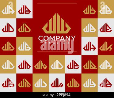 Luxury diamond WW W logo design set. Abstract jewelry W initial logo. Stock Vector