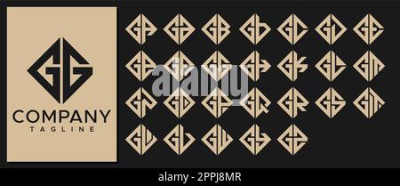 Luxury Square letter G logo design template. Modern line GG G letter logo Stock Vector