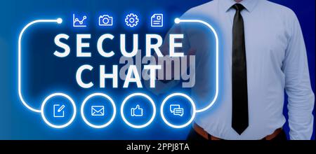 Writing displaying text Secure Chat. Business overview approach to protect messages when sent beyond the corporate Stock Photo