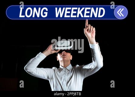 Text showing inspiration Long Weekend. Word Written on prolonged vacation Holiday season Relaxing Recreation time Stock Photo