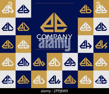 Luxury diamond EE E logo design set. Abstract jewelry E initial logo. Stock Vector