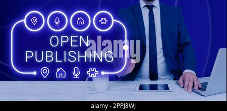 Conceptual display Open Publishing. Business overview online access to many public domain and out-of-print books Stock Photo