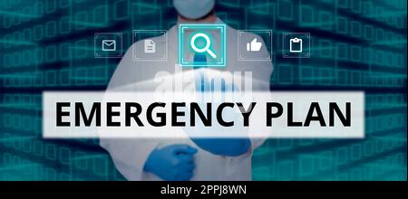 Hand writing sign Emergency Plan. Business concept Procedures for response to major emergencies Be prepared Stock Photo