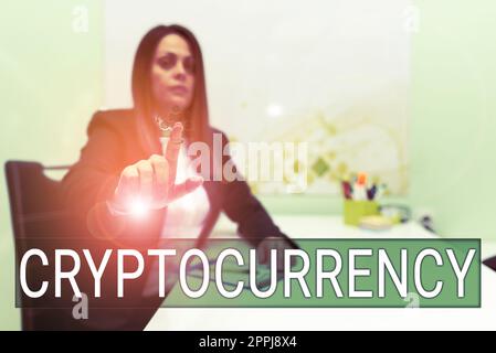 Inspiration showing sign Cryptocurrency. Business overview form of currency that exists digitally has no central issuing Stock Photo