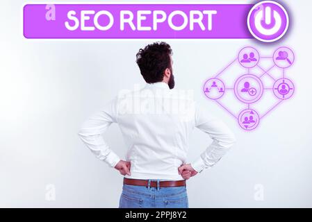 Handwriting text Seo Report. Business approach notifying on how website is performing in search engine results Stock Photo