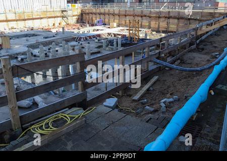 Construction site during progress found in german towns Stock Photo
