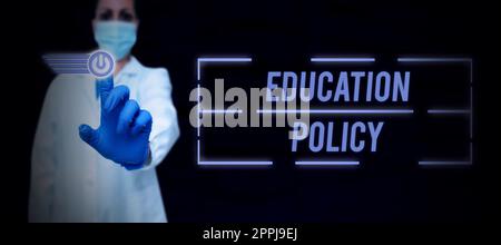 Conceptual caption Education Policy. Word Written on field of study that deals with methods of teaching and learning Stock Photo