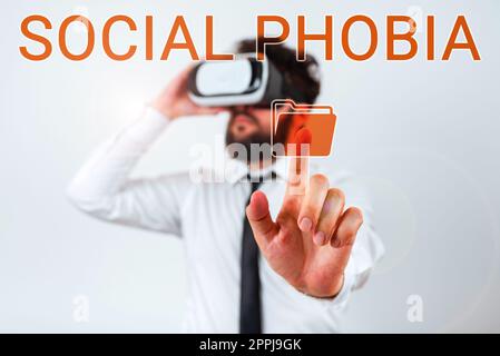 Writing displaying text Social Phobia. Conceptual photo overwhelming fear of social situations that are distressing Stock Photo