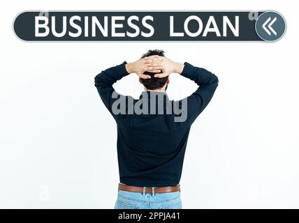 Text sign showing Business Loan. Word Written on Credit Mortgage Financial Assistance Cash Advances Debt Stock Photo