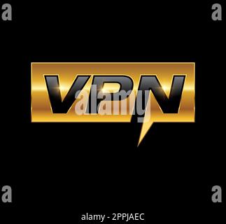 VPN Monogram Initial Golden Logo Vector Icon Stock Vector