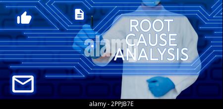 Conceptual caption Root Cause Analysis. Word Written on Method of Problem Solving Identify Fault or Problem Stock Photo