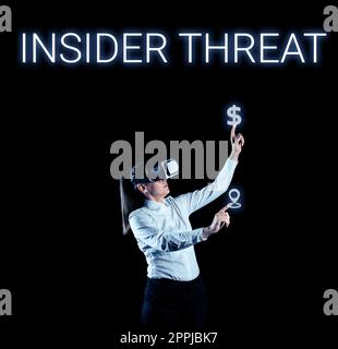 Text showing inspiration Insider Threat. Word Written on security threat that originates from within the organization Stock Photo