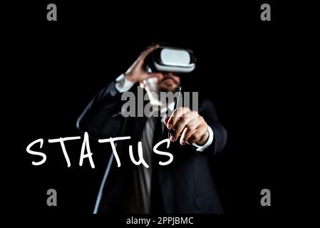 Conceptual display Status. Business overview situation at a particular time during a process Professional position Stock Photo