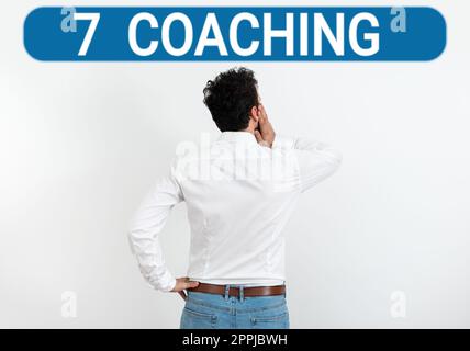 Handwriting text 7 Coaching. Concept meaning Refers to a number of figures regarding business to be succesful Stock Photo