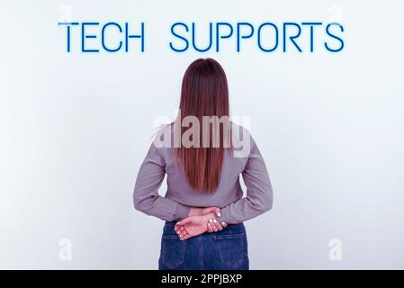 Writing displaying text Tech Supports. Word Written on Help given by technician Online or Call Center Customer Service Stock Photo